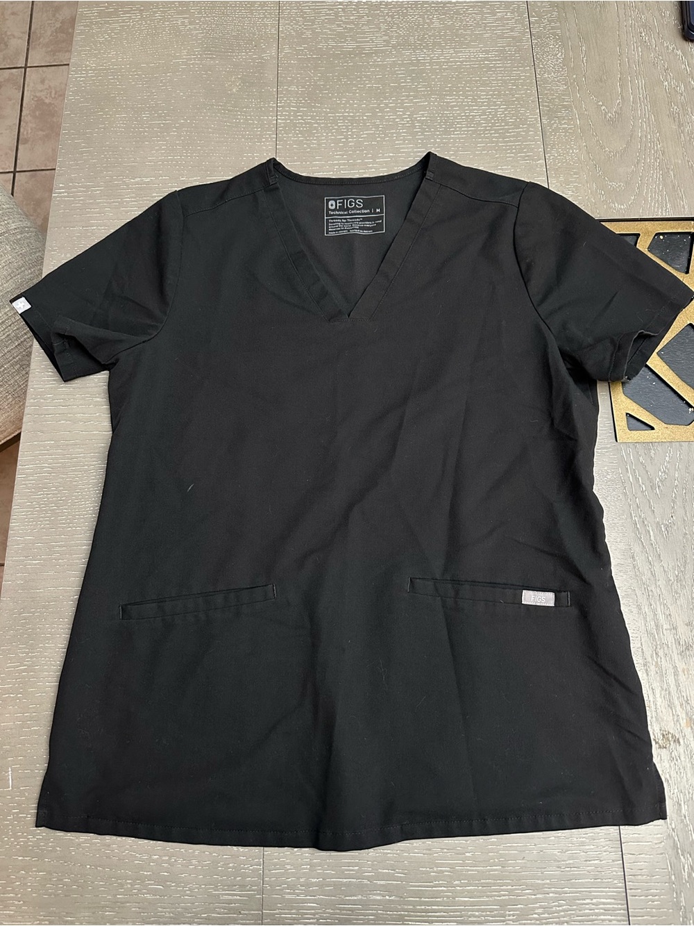 FIGS Women's Black V-Neck Scrub Top